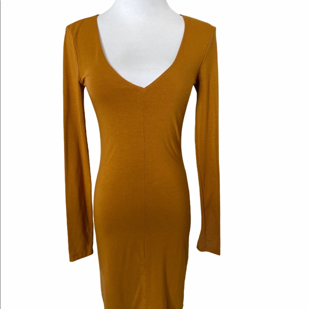 Long sleeve mustard yellow dress, small